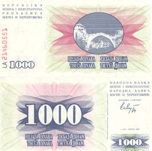 Bosnia-Herzegovina P15(U) 1,000 Dinara