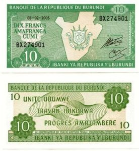 Burundi P33e(U) 10 Francs