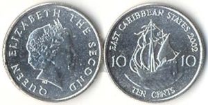 East Caribbean KM37(U) 10 Cents – St. Lucia
